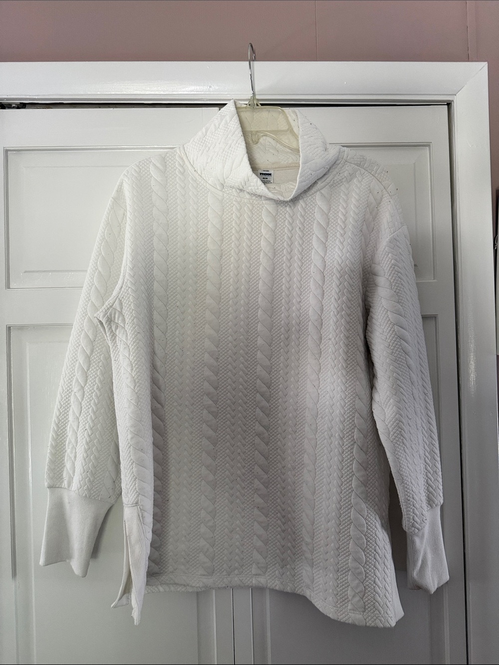 RBX White Cable-Knit Cowl Neck Sweater